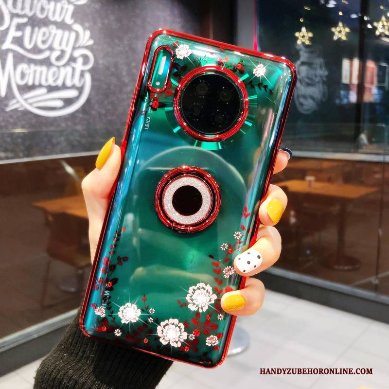 Hülle Huawei Mate 30 Pro Luxus Handyhüllen Transparent, Case Huawei Mate 30 Pro Mode High-end Rot