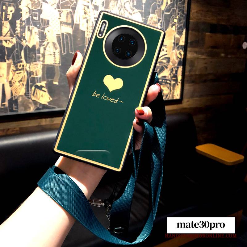 Hülle Huawei Mate 30 Pro Silikon Liebe Grün, Case Huawei Mate 30 Pro Glas Anti-sturz