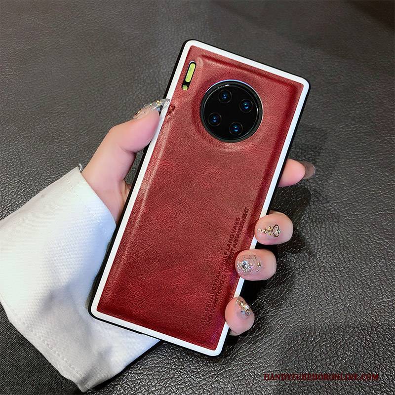 Hülle Huawei Mate 30 Pro Silikon Qualität Rot, Case Huawei Mate 30 Pro Leder Business Anti-sturz