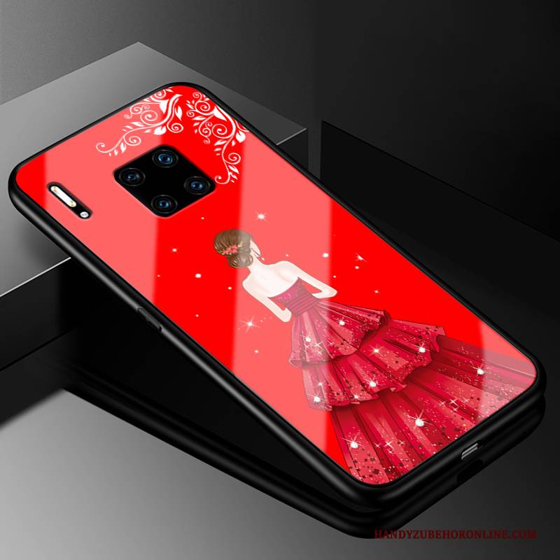 Hülle Huawei Mate 30 Rs Schutz Garn Handyhüllen, Case Huawei Mate 30 Rs Rot Glas