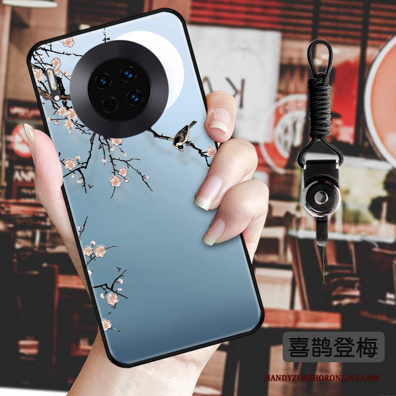 Hülle Huawei Mate 30 Silikon Schwarz Anti-sturz, Case Huawei Mate 30 Schutz Chinesische Art Handyhüllen