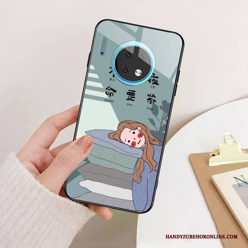 Hülle Huawei Mate 30 Silikon Trendmarke Glas, Case Huawei Mate 30 Kreativ Gelb Persönlichkeit