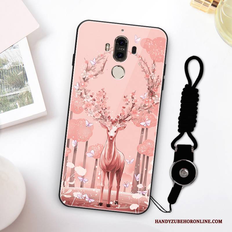 Hülle Huawei Mate 30 Taschen Anti-sturz Hängende Verzierungen, Case Huawei Mate 30 Silikon Glas Rosa