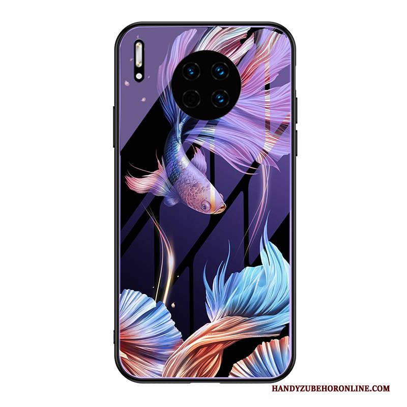 Hülle Huawei Mate 30 Taschen Chinesische Art Glas, Case Huawei Mate 30 Kreativ Persönlichkeit Handyhüllen