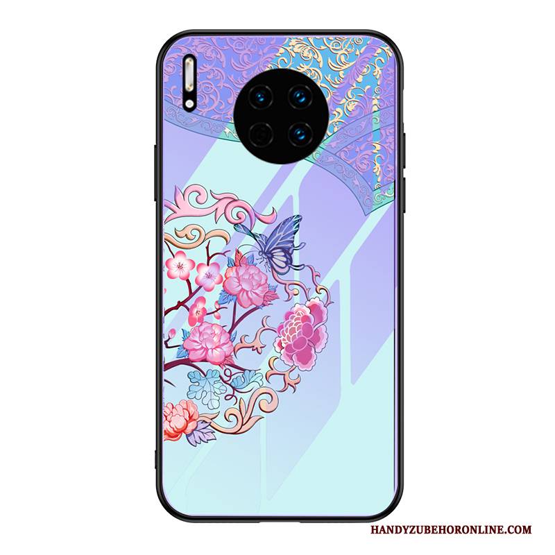 Hülle Huawei Mate 30 Taschen Chinesische Art Glas, Case Huawei Mate 30 Kreativ Persönlichkeit Handyhüllen