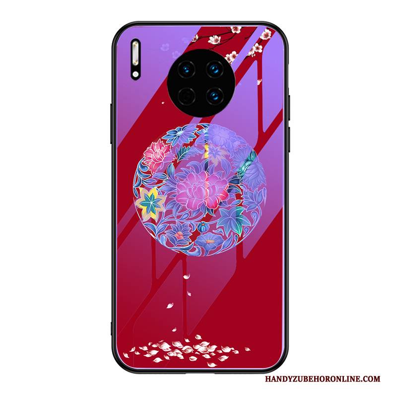 Hülle Huawei Mate 30 Taschen Chinesische Art Glas, Case Huawei Mate 30 Kreativ Persönlichkeit Handyhüllen