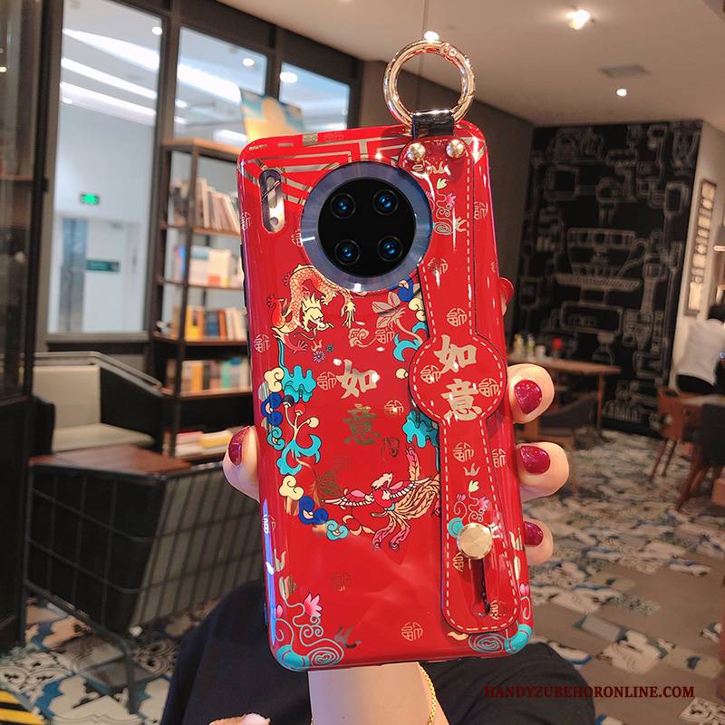 Hülle Huawei Mate 30 Taschen Drachen Trend, Case Huawei Mate 30 Weiche Handyhüllen Rot