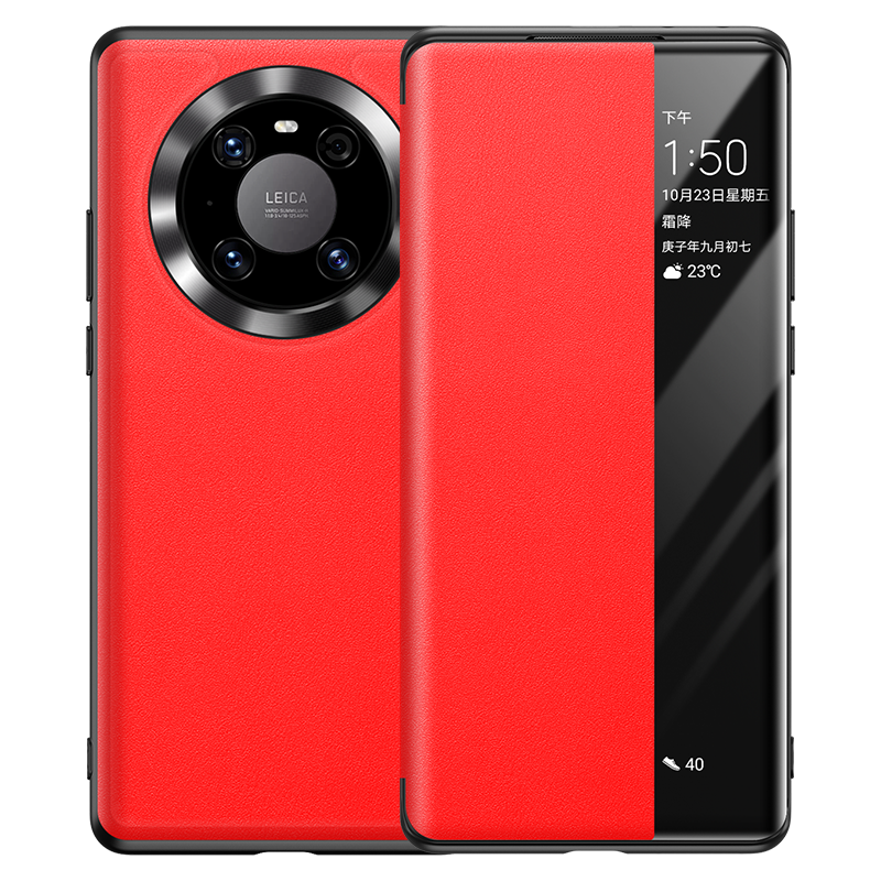 Hülle Huawei Mate 40 Pro Folio Rot Handyhüllen, Case Huawei Mate 40 Pro Leder