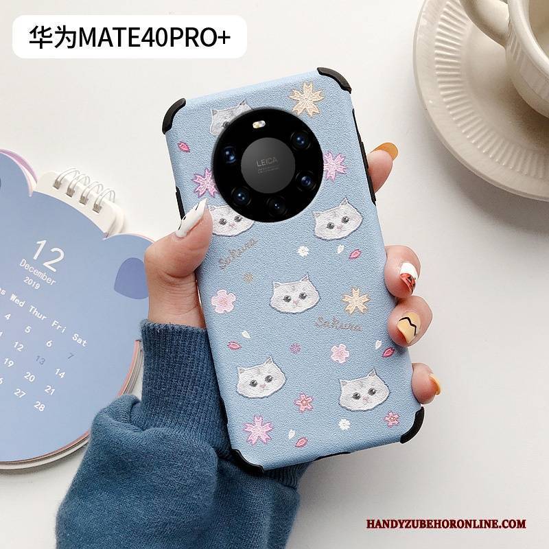 Hülle Huawei Mate 40 Pro+ Kreativ Netto Rot Mini, Case Huawei Mate 40 Pro+ Silikon Blumen Anti-sturz