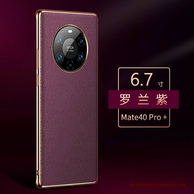 Hülle Huawei Mate 40 Pro+ Leder Lila Handyhüllen, Case Huawei Mate 40 Pro+ Luxus High-end Anti-sturz