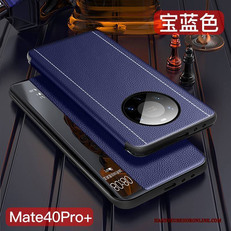 Hülle Huawei Mate 40 Pro+ Schutz Dunkelblau Dünne, Case Huawei Mate 40 Pro+ Folio Handyhüllen Anti-sturz