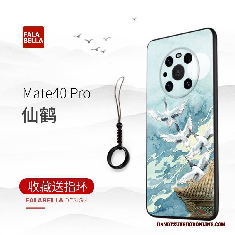 Hülle Huawei Mate 40 Pro Silikon Blau Anti-sturz, Case Huawei Mate 40 Pro Weiche Chinesische Art High-end