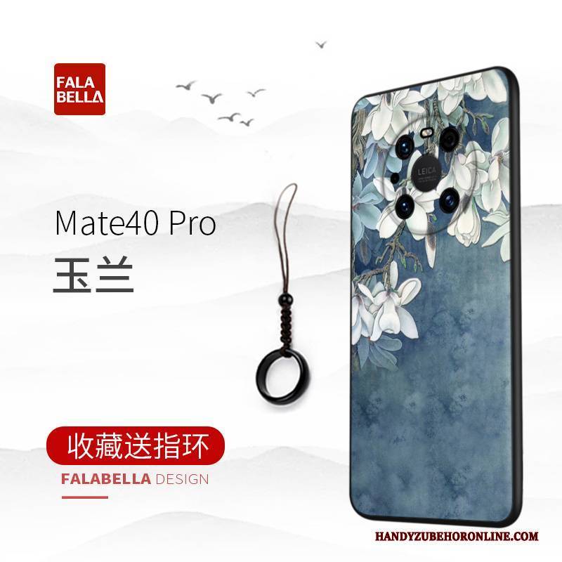 Hülle Huawei Mate 40 Pro Silikon Blau Anti-sturz, Case Huawei Mate 40 Pro Weiche Chinesische Art High-end