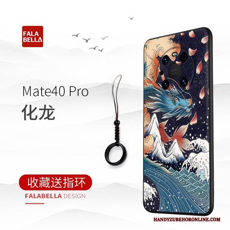 Hülle Huawei Mate 40 Pro Silikon Blau Anti-sturz, Case Huawei Mate 40 Pro Weiche Chinesische Art High-end