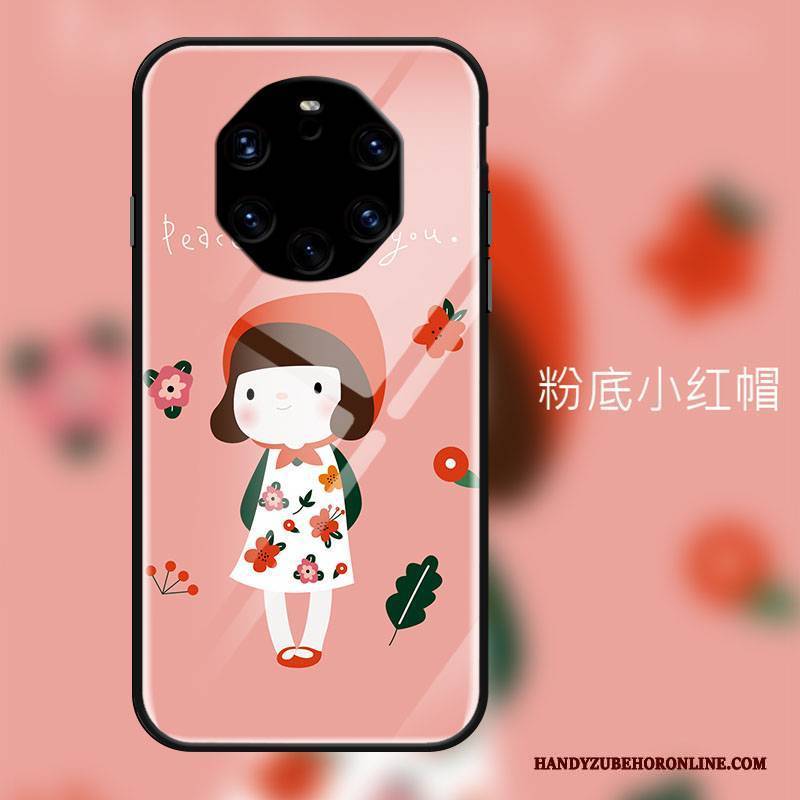 Hülle Huawei Mate 40 Rs Karikatur Frisch Kunst, Case Huawei Mate 40 Rs Schutz Gehärtetes Glas Rot