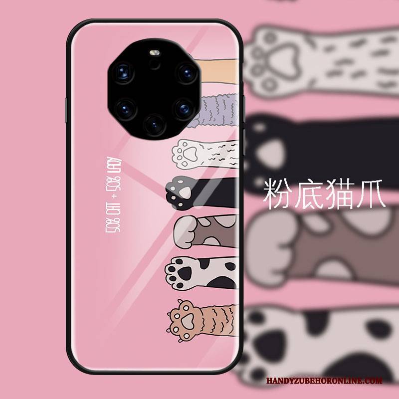 Hülle Huawei Mate 40 Rs Karikatur Glas Pulver, Case Huawei Mate 40 Rs Schutz Spiegel Rosa