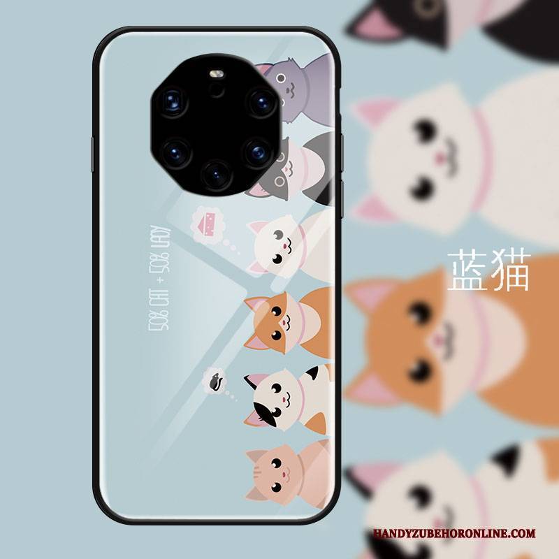 Hülle Huawei Mate 40 Rs Karikatur Glas Pulver, Case Huawei Mate 40 Rs Schutz Spiegel Rosa