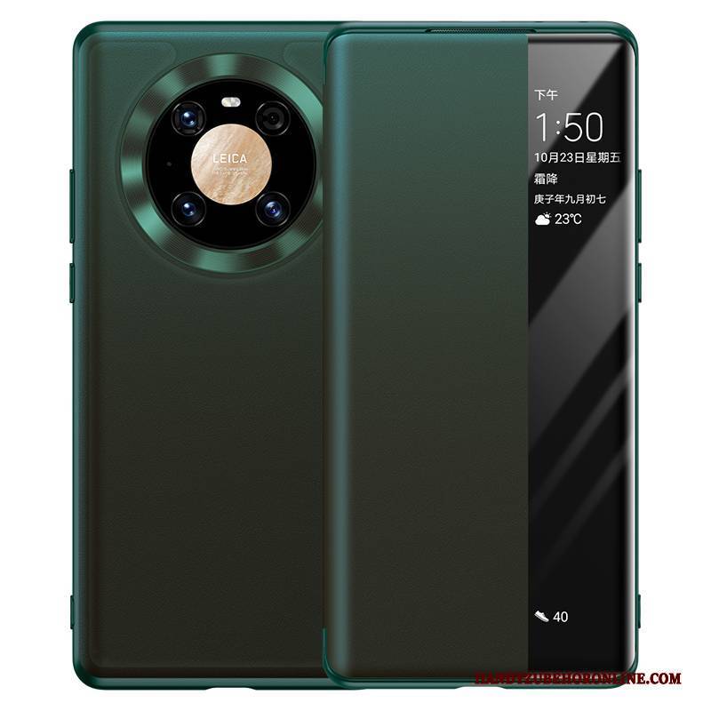 Hülle Huawei Mate 40 Schutz Handyhüllen Grün, Case Huawei Mate 40 Leder