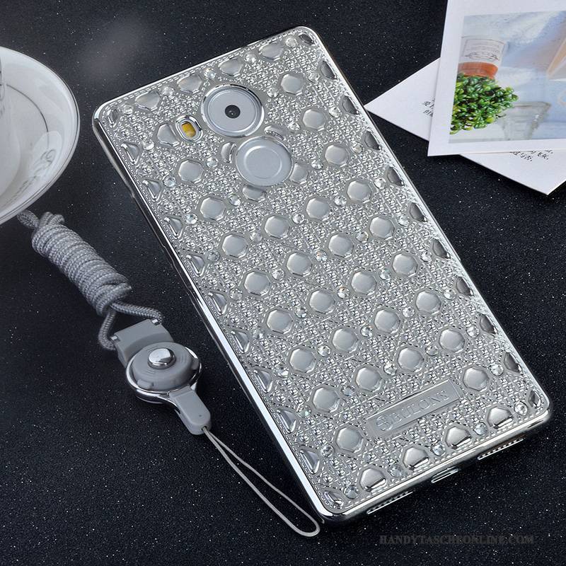 Hülle Huawei Mate 8 Halterung Handyhüllen Rosa, Case Huawei Mate 8 Strass Anti-sturz Hängende Verzierungen