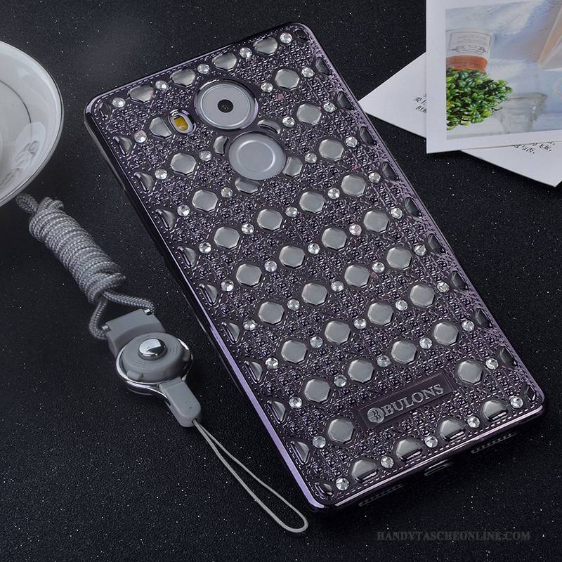 Hülle Huawei Mate 8 Halterung Handyhüllen Rosa, Case Huawei Mate 8 Strass Anti-sturz Hängende Verzierungen