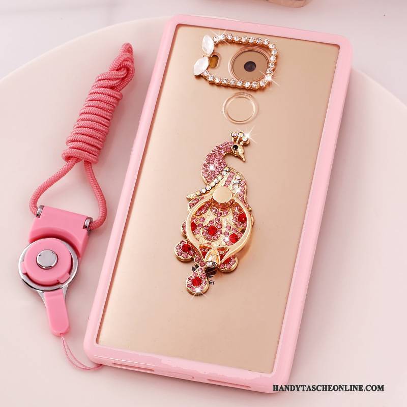 Hülle Huawei Mate 8 Karikatur Anti-sturz Hängende Verzierungen, Case Huawei Mate 8 Strass Handyhüllen Rosa