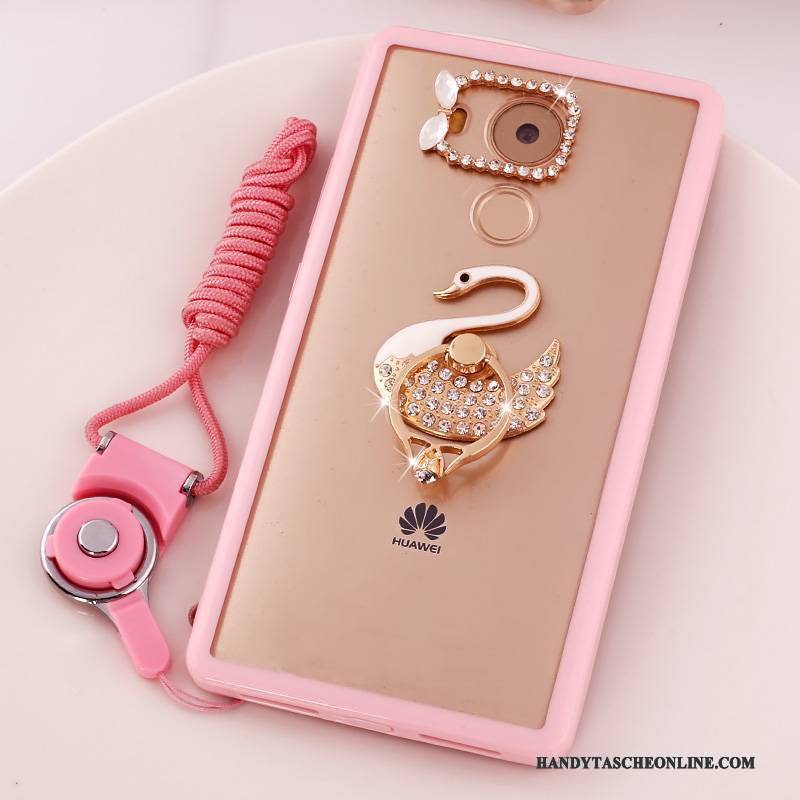 Hülle Huawei Mate 8 Karikatur Anti-sturz Hängende Verzierungen, Case Huawei Mate 8 Strass Handyhüllen Rosa