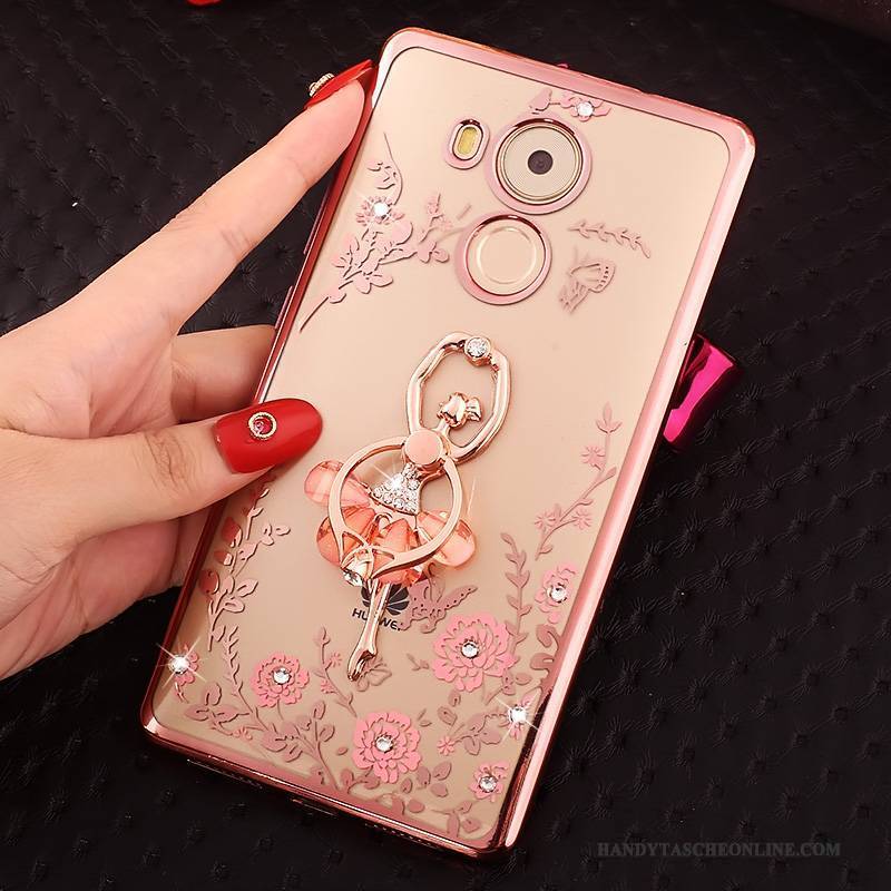 Hülle Huawei Mate 8 Schutz Rosa Handyhüllen, Case Huawei Mate 8 Strass Gold