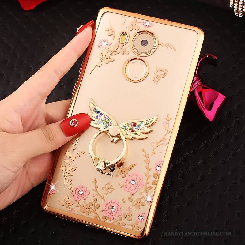 Hülle Huawei Mate 8 Schutz Rosa Handyhüllen, Case Huawei Mate 8 Strass Gold