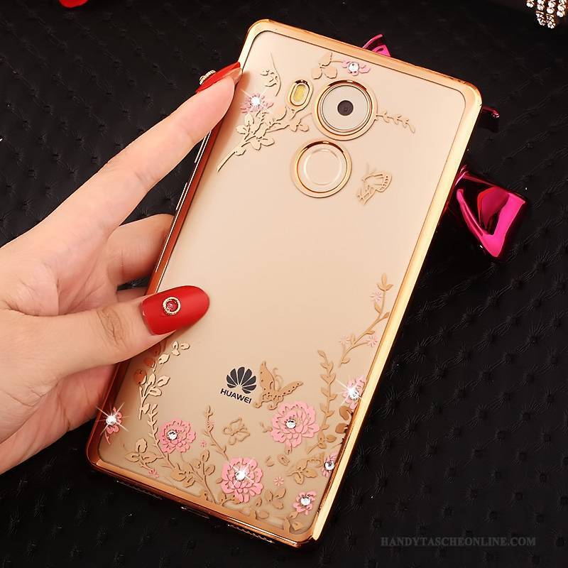 Hülle Huawei Mate 8 Schutz Rosa Handyhüllen, Case Huawei Mate 8 Strass Gold