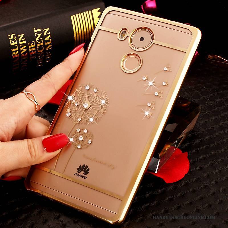 Hülle Huawei Mate 8 Strass Transparent Schwer, Case Huawei Mate 8 Schutz Handyhüllen Gold