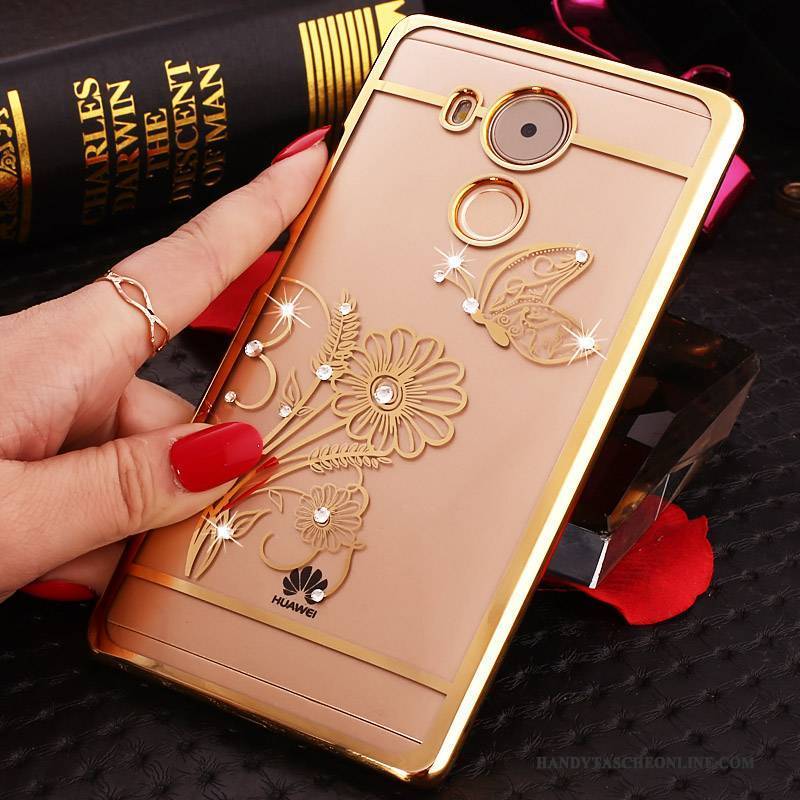 Hülle Huawei Mate 8 Strass Transparent Schwer, Case Huawei Mate 8 Schutz Handyhüllen Gold