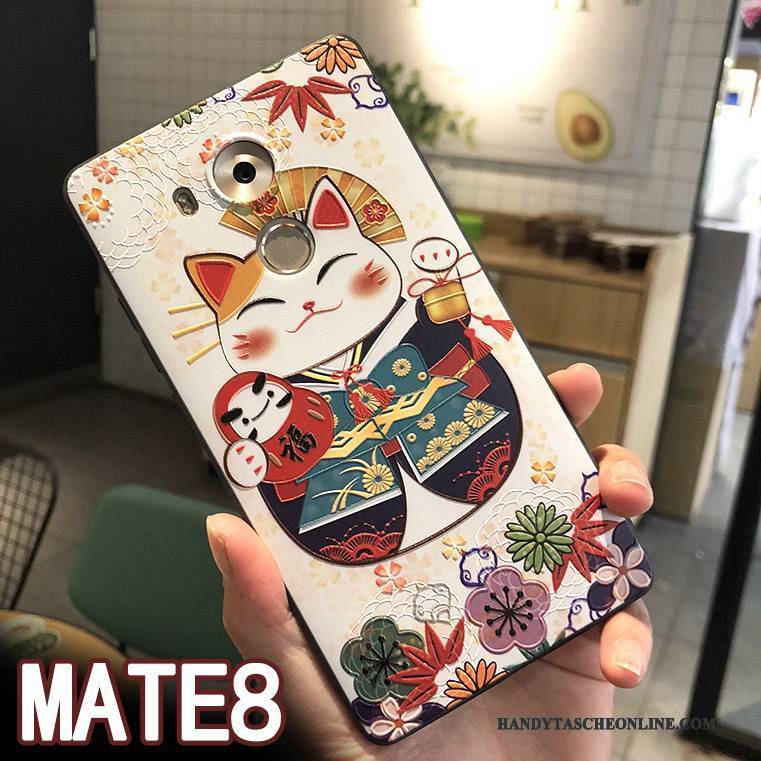 Hülle Huawei Mate 8 Taschen Handyhüllen Anti-sturz, Case Huawei Mate 8 Prägung Reichtum Gelb