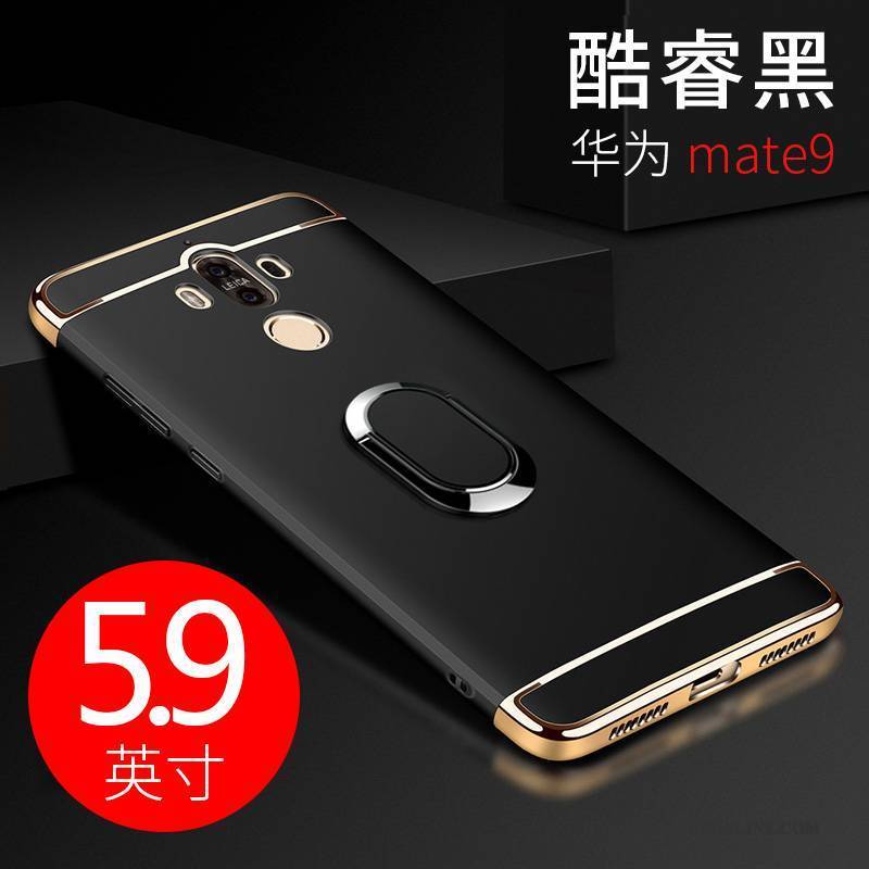 Hülle Huawei Mate 9 Halterung Nubuck Handyhüllen, Case Huawei Mate 9 Schutz Trend Schwarz