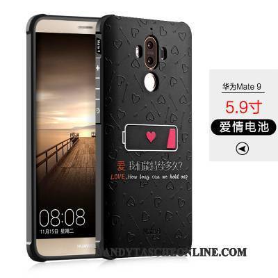 Hülle Huawei Mate 9 Karikatur Persönlichkeit Schwarz, Case Huawei Mate 9 Silikon Nubuck Anti-sturz