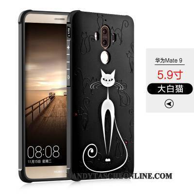 Hülle Huawei Mate 9 Karikatur Persönlichkeit Schwarz, Case Huawei Mate 9 Silikon Nubuck Anti-sturz