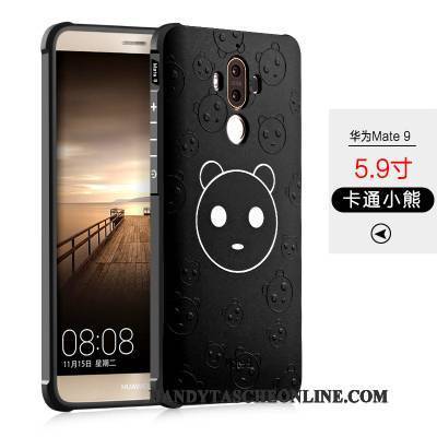 Hülle Huawei Mate 9 Karikatur Persönlichkeit Schwarz, Case Huawei Mate 9 Silikon Nubuck Anti-sturz