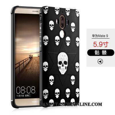 Hülle Huawei Mate 9 Karikatur Persönlichkeit Schwarz, Case Huawei Mate 9 Silikon Nubuck Anti-sturz