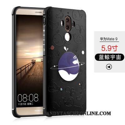 Hülle Huawei Mate 9 Karikatur Persönlichkeit Schwarz, Case Huawei Mate 9 Silikon Nubuck Anti-sturz