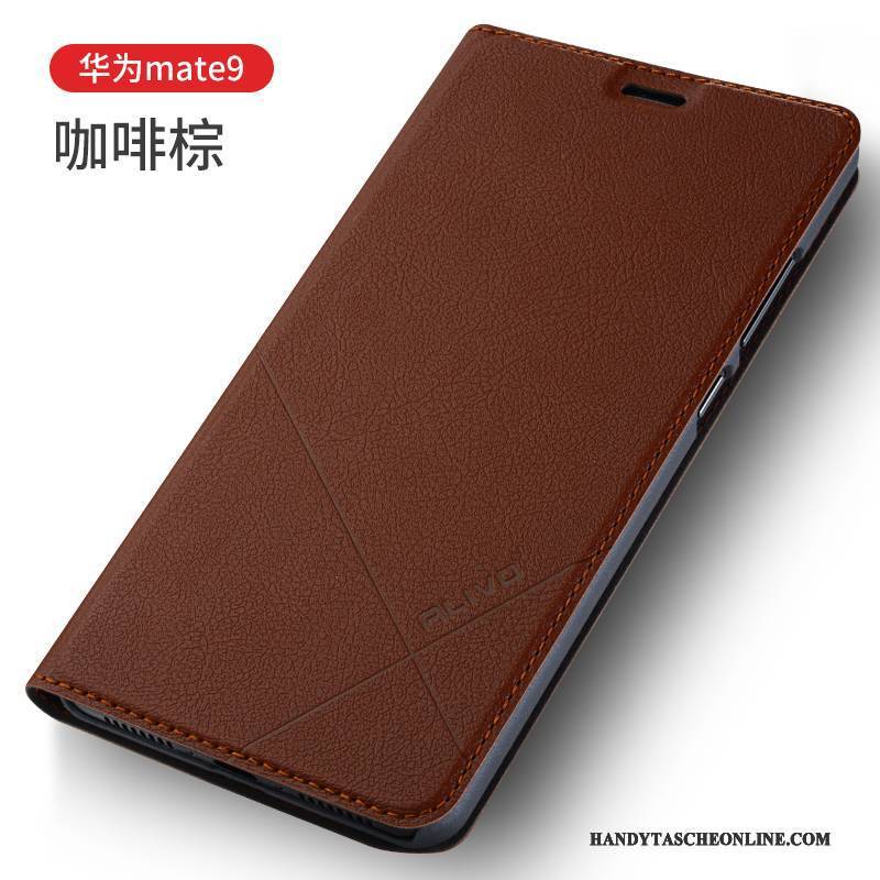 Hülle Huawei Mate 9 Lederhülle Gold Anti-sturz, Case Huawei Mate 9 Folio Handyhüllen