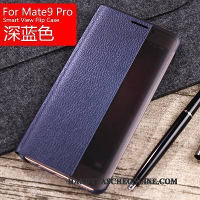 Hülle Huawei Mate 9 Pro Folio Anti-sturz Grau, Case Huawei Mate 9 Pro Lederhülle Dunkel Windows