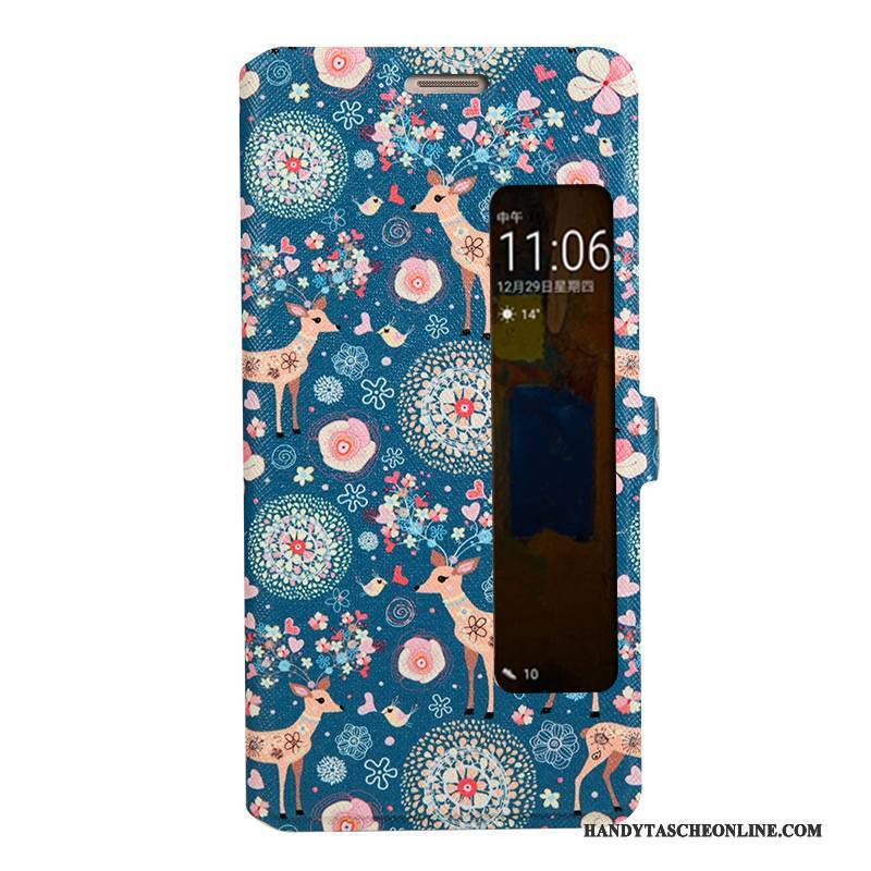 Hülle Huawei Mate 9 Pro Karikatur Blau Fenster Öffnen, Case Huawei Mate 9 Pro Schutz Handyhüllen