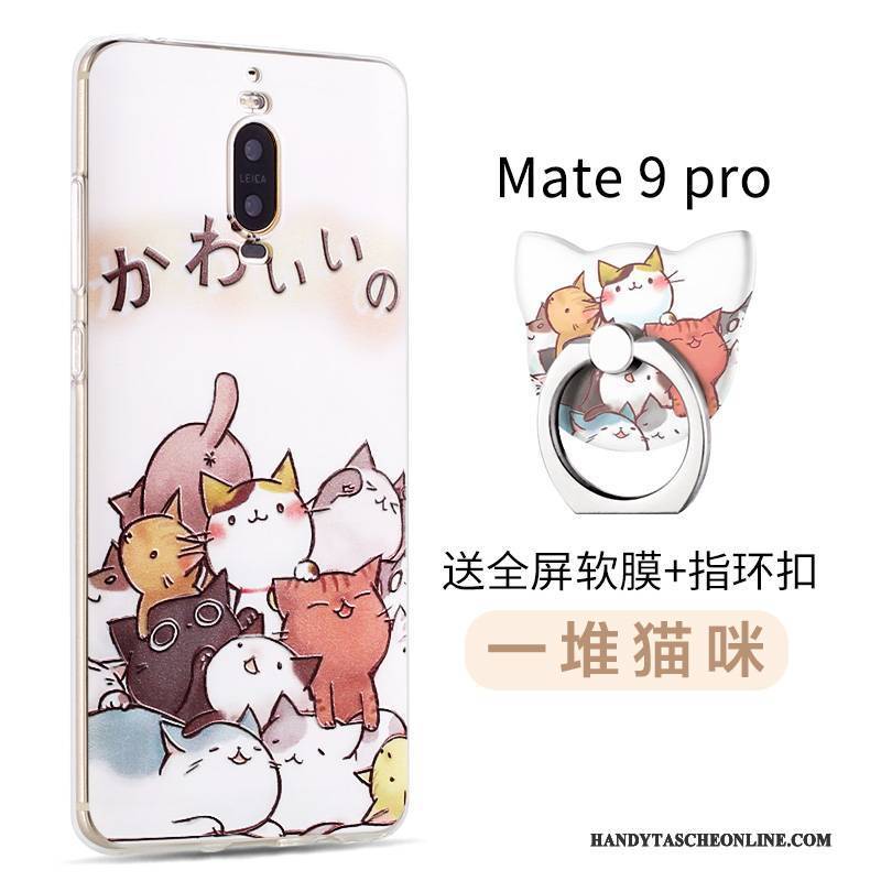 Hülle Huawei Mate 9 Pro Karikatur Nubuck Handyhüllen, Case Huawei Mate 9 Pro Silikon Blau Trend