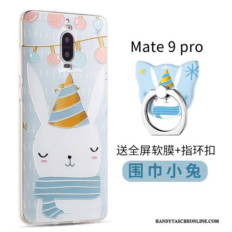 Hülle Huawei Mate 9 Pro Karikatur Nubuck Handyhüllen, Case Huawei Mate 9 Pro Silikon Blau Trend