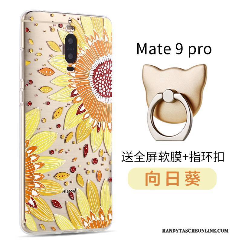 Hülle Huawei Mate 9 Pro Karikatur Nubuck Handyhüllen, Case Huawei Mate 9 Pro Silikon Blau Trend