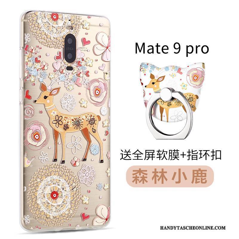 Hülle Huawei Mate 9 Pro Karikatur Nubuck Handyhüllen, Case Huawei Mate 9 Pro Silikon Blau Trend