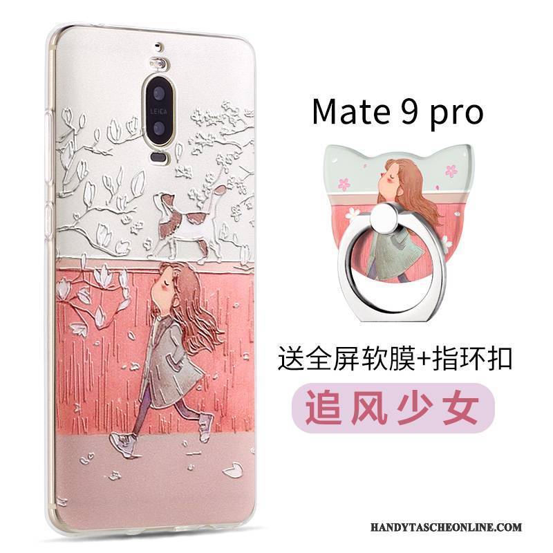 Hülle Huawei Mate 9 Pro Karikatur Nubuck Handyhüllen, Case Huawei Mate 9 Pro Silikon Blau Trend