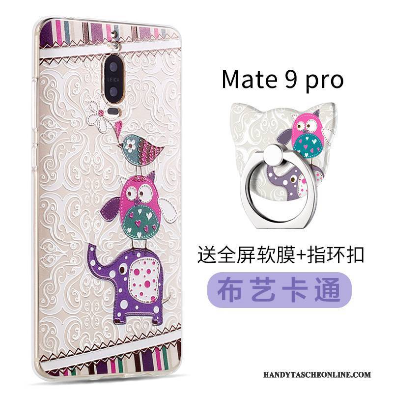 Hülle Huawei Mate 9 Pro Karikatur Nubuck Handyhüllen, Case Huawei Mate 9 Pro Silikon Blau Trend