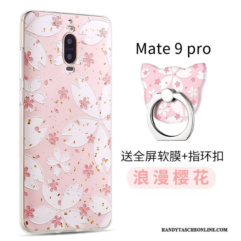 Hülle Huawei Mate 9 Pro Karikatur Nubuck Handyhüllen, Case Huawei Mate 9 Pro Silikon Blau Trend