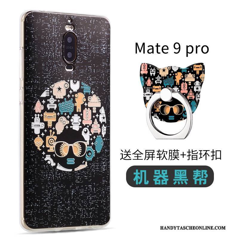 Hülle Huawei Mate 9 Pro Karikatur Nubuck Handyhüllen, Case Huawei Mate 9 Pro Silikon Blau Trend