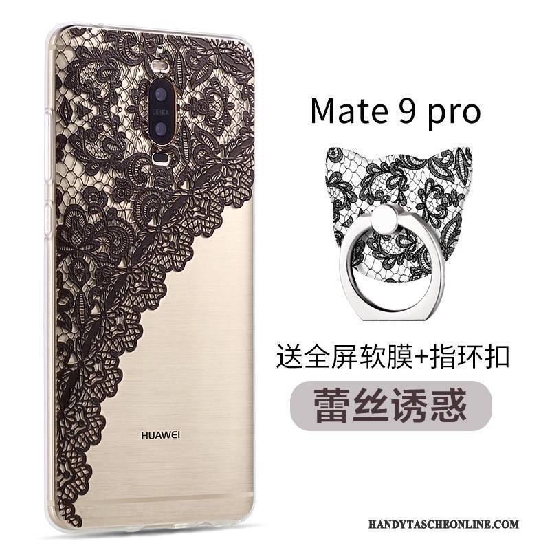 Hülle Huawei Mate 9 Pro Karikatur Nubuck Handyhüllen, Case Huawei Mate 9 Pro Silikon Blau Trend